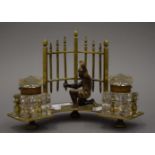A Victorian brass anti-slavery desk stand,