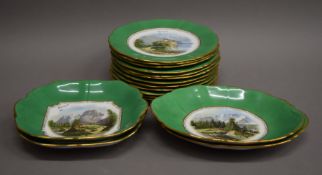 A quantity of Paladin china dessert plates decorated with Alpine scenes.