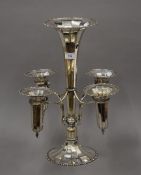 A large silver plated trumpet shaped epergne. 45 cm high.