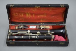 A French clarinet in case.