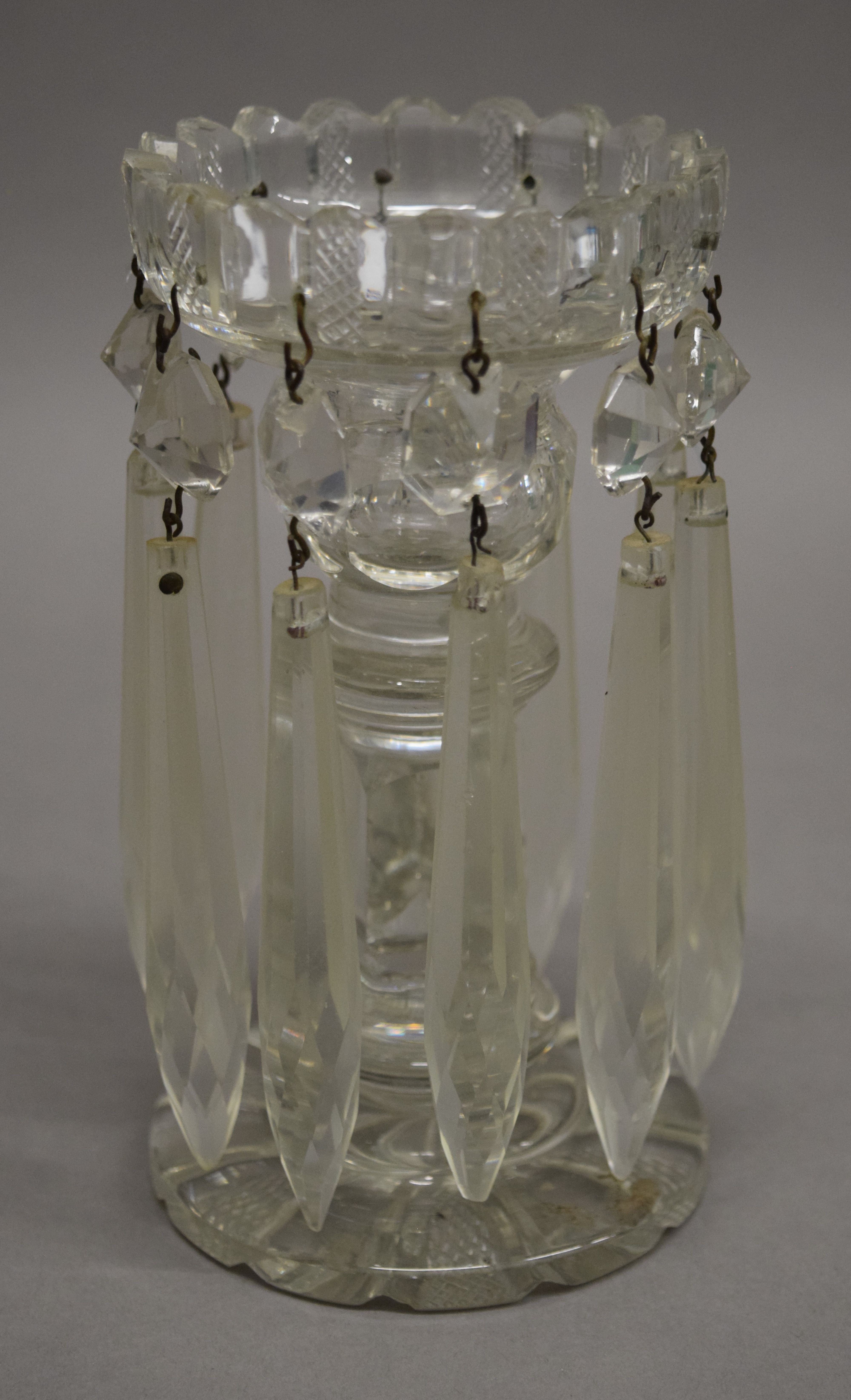 Six various Victorian glass lustres. The largest 34 cm high. - Image 15 of 17