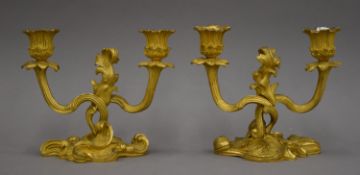 A pair of 19th century ormolu candelabra. 16 cm high.