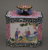 A 19th century Canton enamel tea caddy.