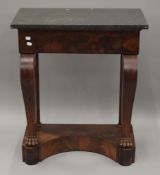A 19th century marble topped mahogany console table. 70.5 cm wide.