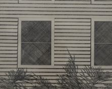 NORMAN STEVENS (1937-1988) British (AR), Clapboard House with Fronds, etching, signed, dated 72,