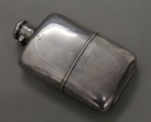 A large silver hip flask. 16.5 cm high. 308.3 grammes.