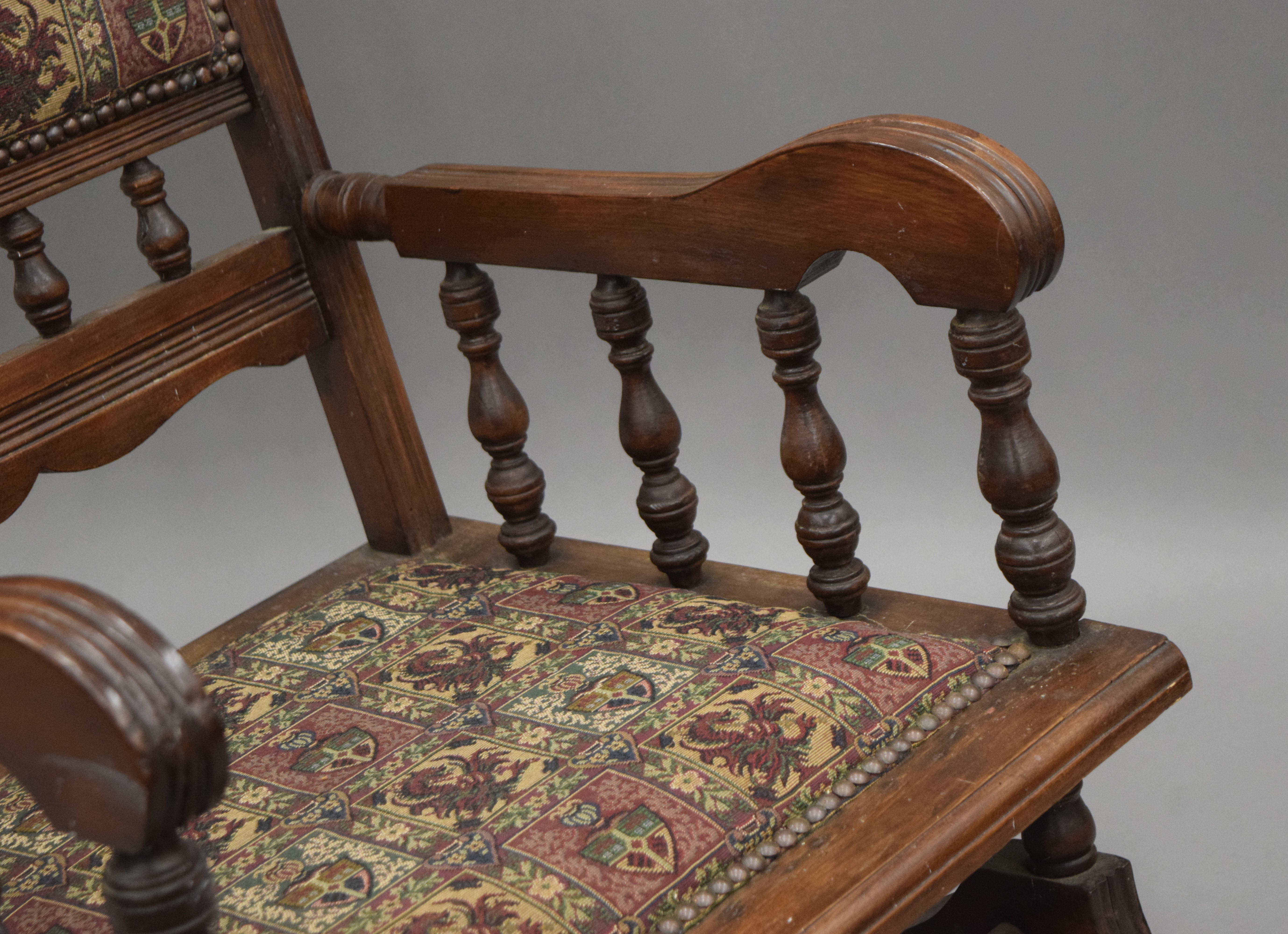 A Victorian walnut rocking chair. 54 cm wide. - Image 6 of 9