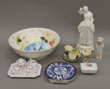 A miscellaneous quantity of ceramics, including a large wash bowl.