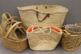 A collection of wicker baskets, etc.