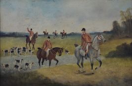 EARLY 20TH CENTURY SCHOOL, Hunting Scenes, a pair, oils on board,