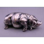 A silver model of a pig bearing Russian marks. 7 cm long.