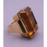 A French 18 ct gold citrine ring,
