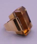 A French 18 ct gold citrine ring,