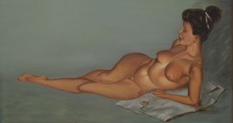 F W WARD, Female Nude, oil on canvas, framed. 100 x 55 cm.