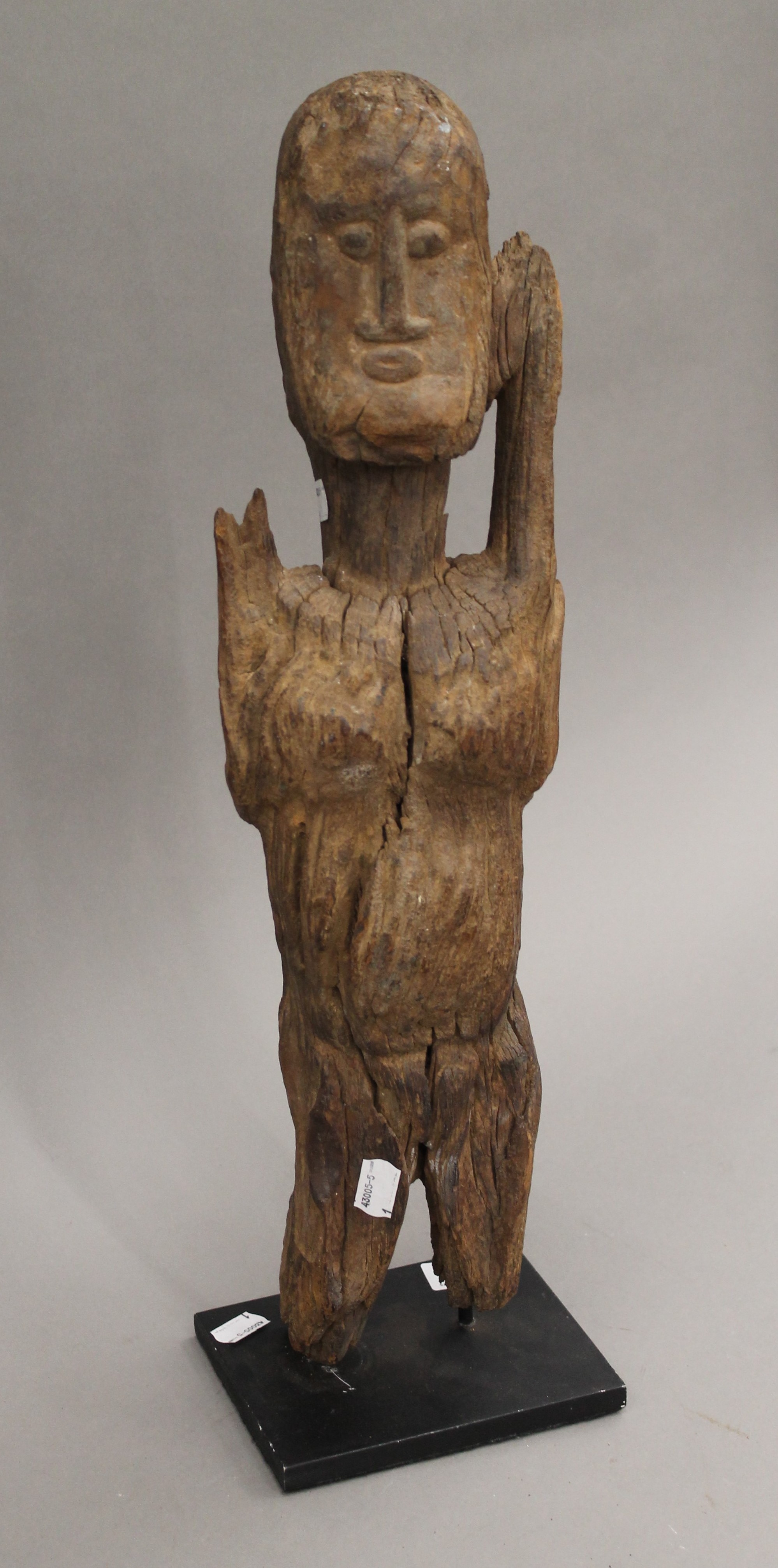 An African figural carving mounted on a later display plinth. 55 cm high. - Image 4 of 7