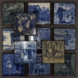 A collection of Wedgwood tiles, circa 1870, each depicting of the year January to December.