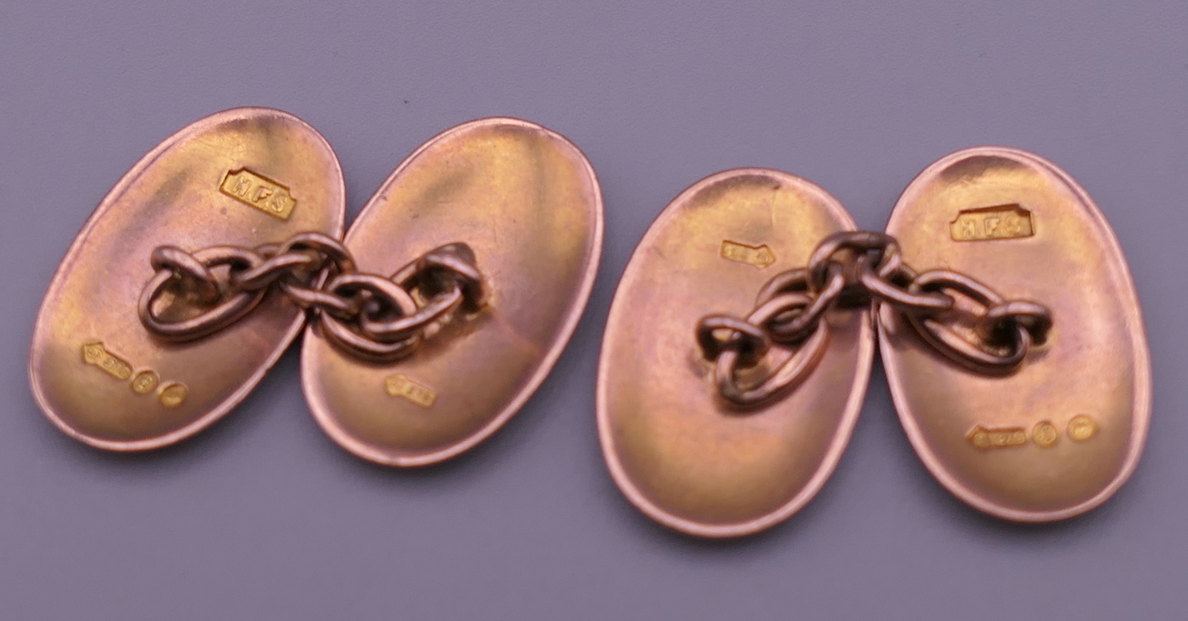 A pair of 9 ct rose gold cufflinks. 4.8 grammes. - Image 4 of 7