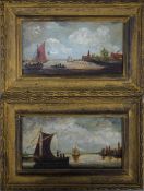 DUTCH SCHOOL (19th century), Two Coastal Scenes, oils on board, framed. 24 x 12.5 cm.