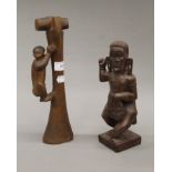 Two tribal carvings. The largest 31 cm high.