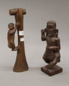 Two tribal carvings. The largest 31 cm high.