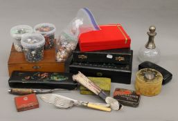 A quantity of miscellaneous items, including jewellery boxes, beads, etc.
