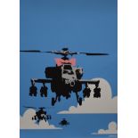 BANKSY (born 1974) British (AR), Happy Choppers - Helicopter with Pink Bow in Blue Sky, print,