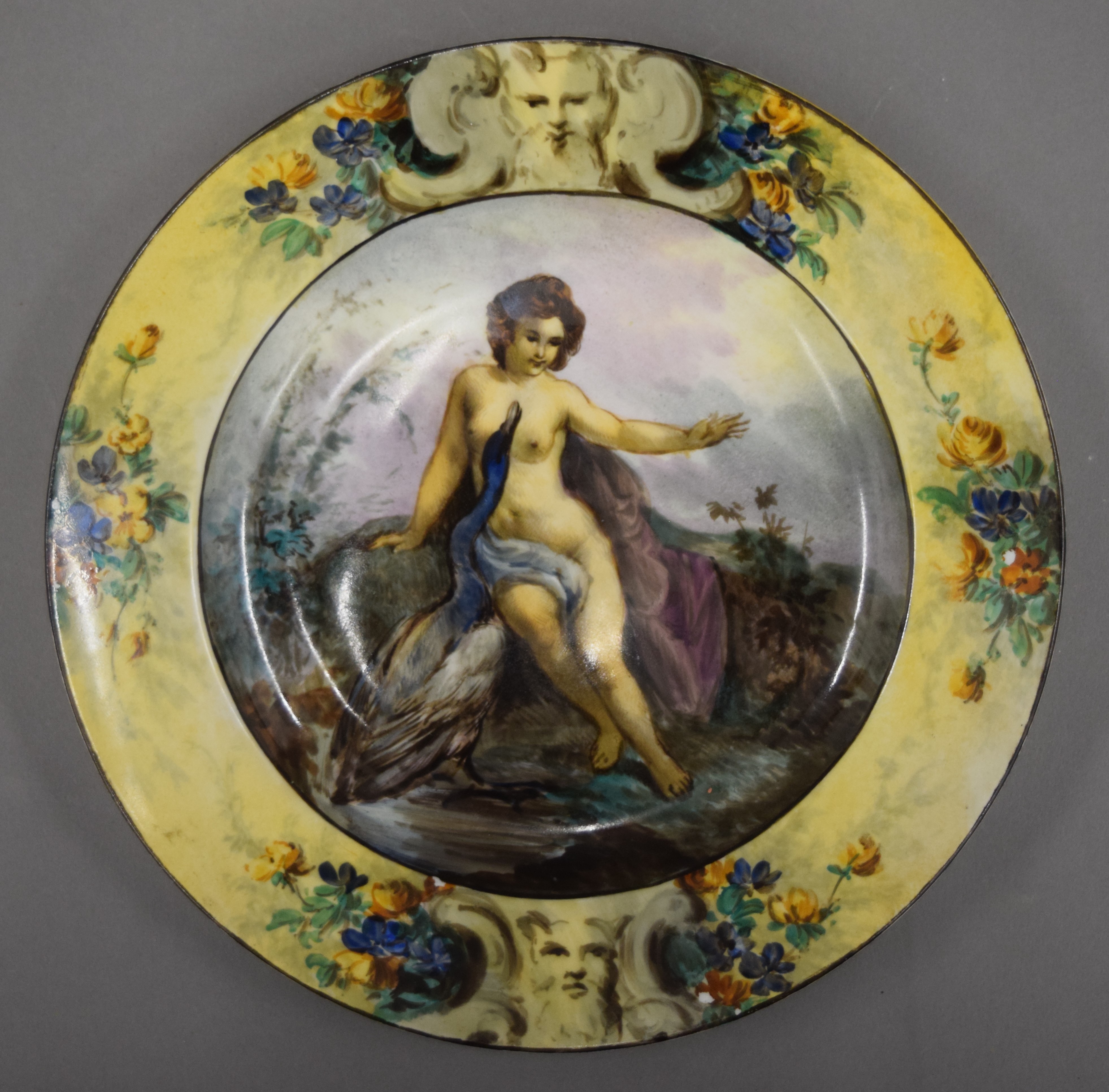 A Continental porcelain plate decorated with Venus and Bertine. 25 cm diameter. - Image 2 of 3