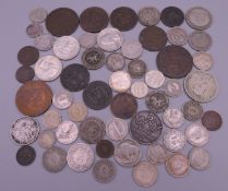 A bag of coins, including silver.
