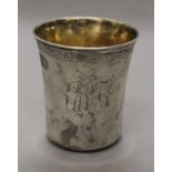 A French unmarked silver tumbler. 7.5 cm high. 68.9 grammes.