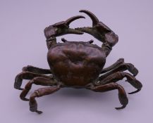 A bronze model of a crab. 10.5 cm wide.