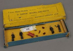 A Bassett-Lowke O-Gauge model railways 7 mm metal model platform staff, boxed.