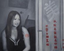 CAY YI LIN (born 1971) Chinese, For Sale, Made in China, oil on canvas, framed. 120 x 80 cm.