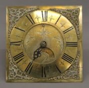 An 18th century brass faced longcase clock movement inscribed T Fayrer Lancaster (possibly made for