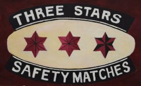 Three Star Safety Matches, oil on board, unframed. 43 x 26.5 cm.