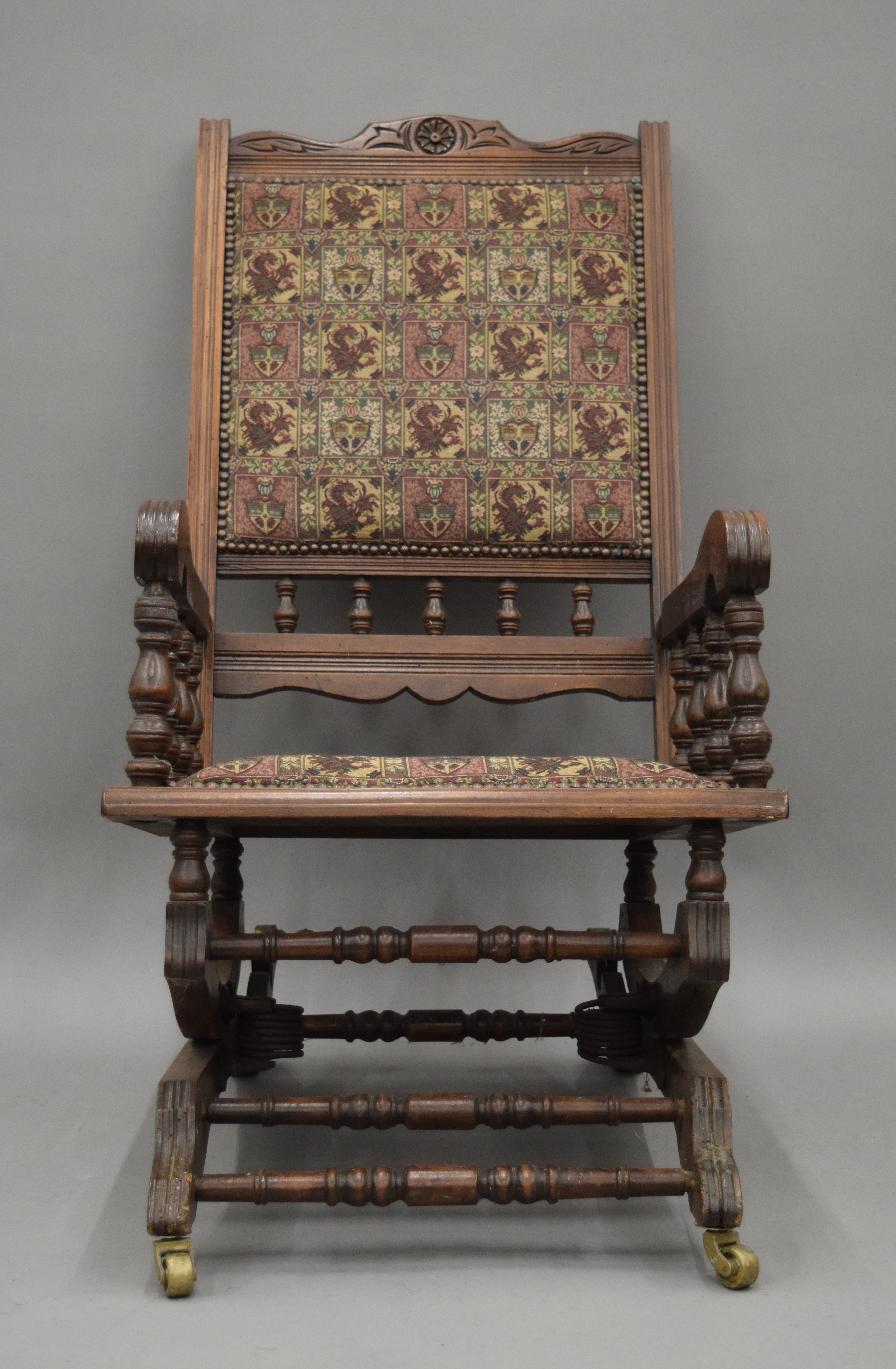 A Victorian walnut rocking chair. 54 cm wide. - Image 2 of 9