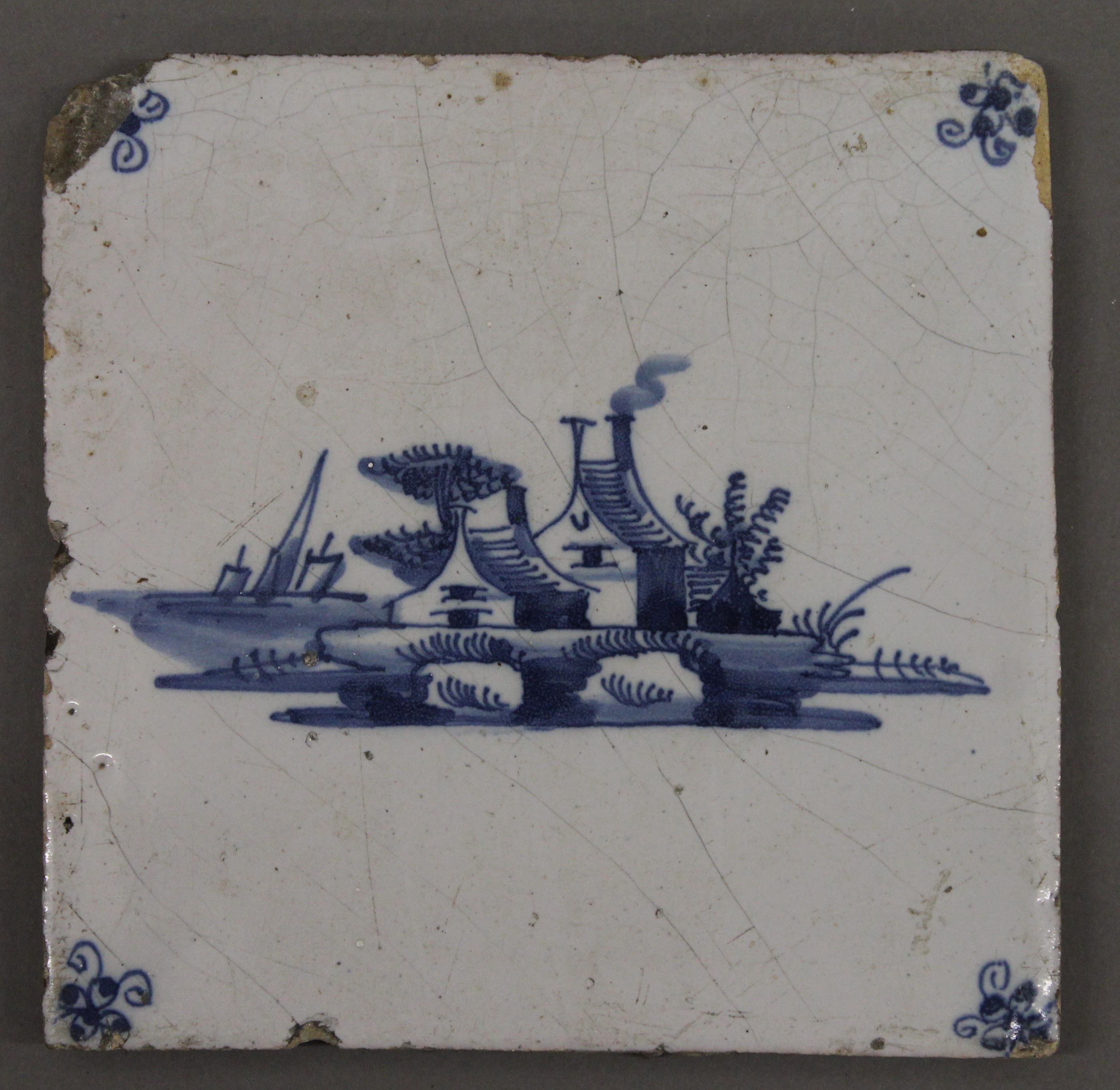 Five 19th century Delft tiles. Each approximately 12 cm square. - Image 10 of 11