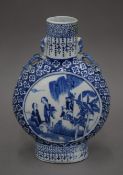 A 19th century Chinese blue and white porcelain moon flask. 26 cm high.