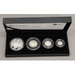 A Royal Mint Britannia four coin silver proof set, with certificate of authenticity.