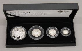 A Royal Mint Britannia four coin silver proof set, with certificate of authenticity.