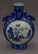 A large Chinese blue and white porcelain moon flask. 36.5 cm high.