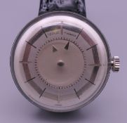 A 1950s Louvic Mystery Dial, floating hands, wristwatch, unusual pie pan type dial and hands,