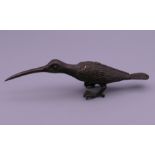 A bronze model of a hummingbird. 14 cm long.