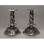 A pair of Swedish silver candlesticks. 16.5 cm high. 37.4 troy ounces loaded.