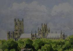 WILLIAM PARKER, Ely Cathedral, watercolour, signed, framed and glazed. 35.5 x 25 cm.