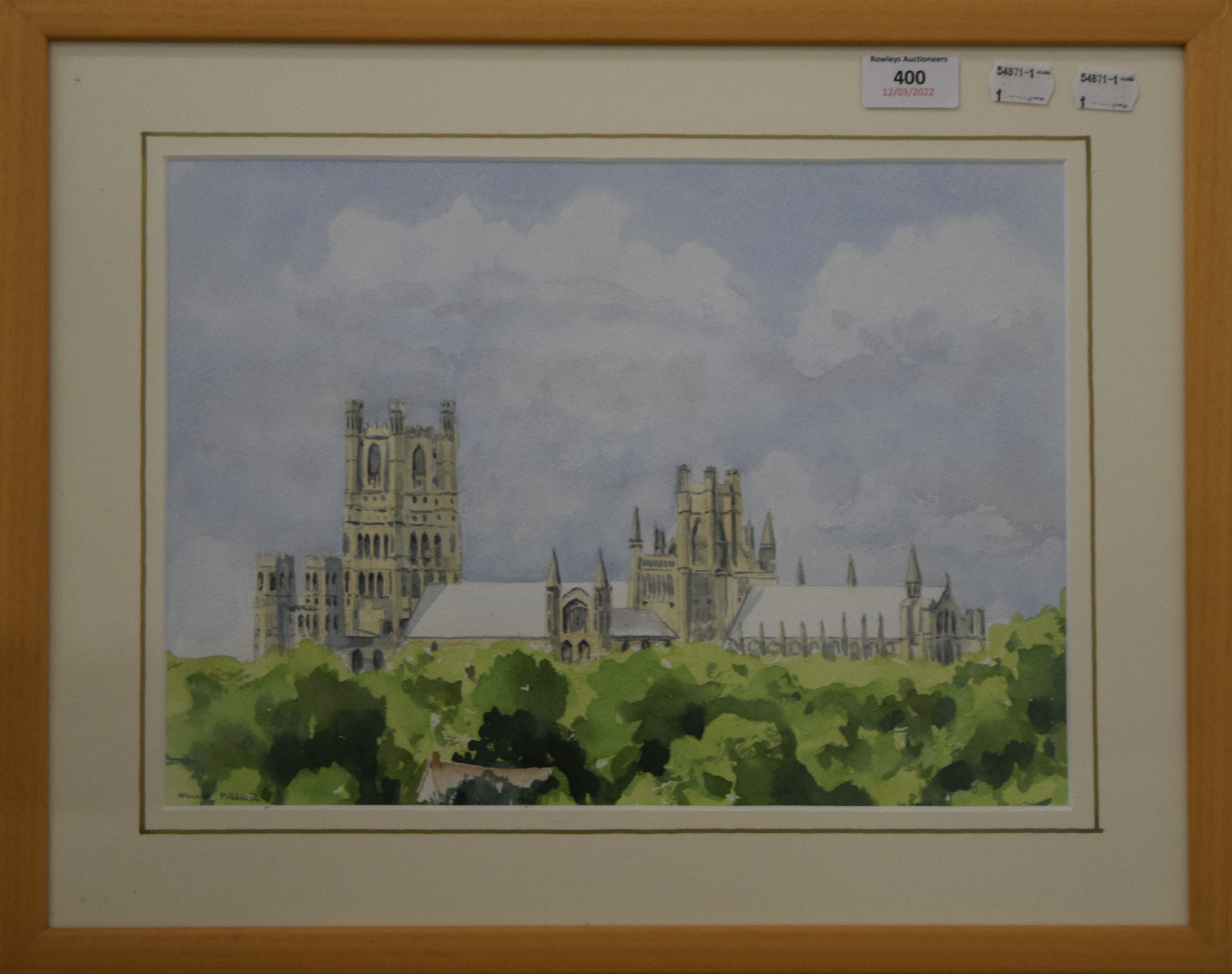 WILLIAM PARKER, Ely Cathedral, watercolour, signed, framed and glazed. 35.5 x 25 cm. - Image 2 of 3