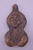 An abstract erotic bronze model. 11 cm high.