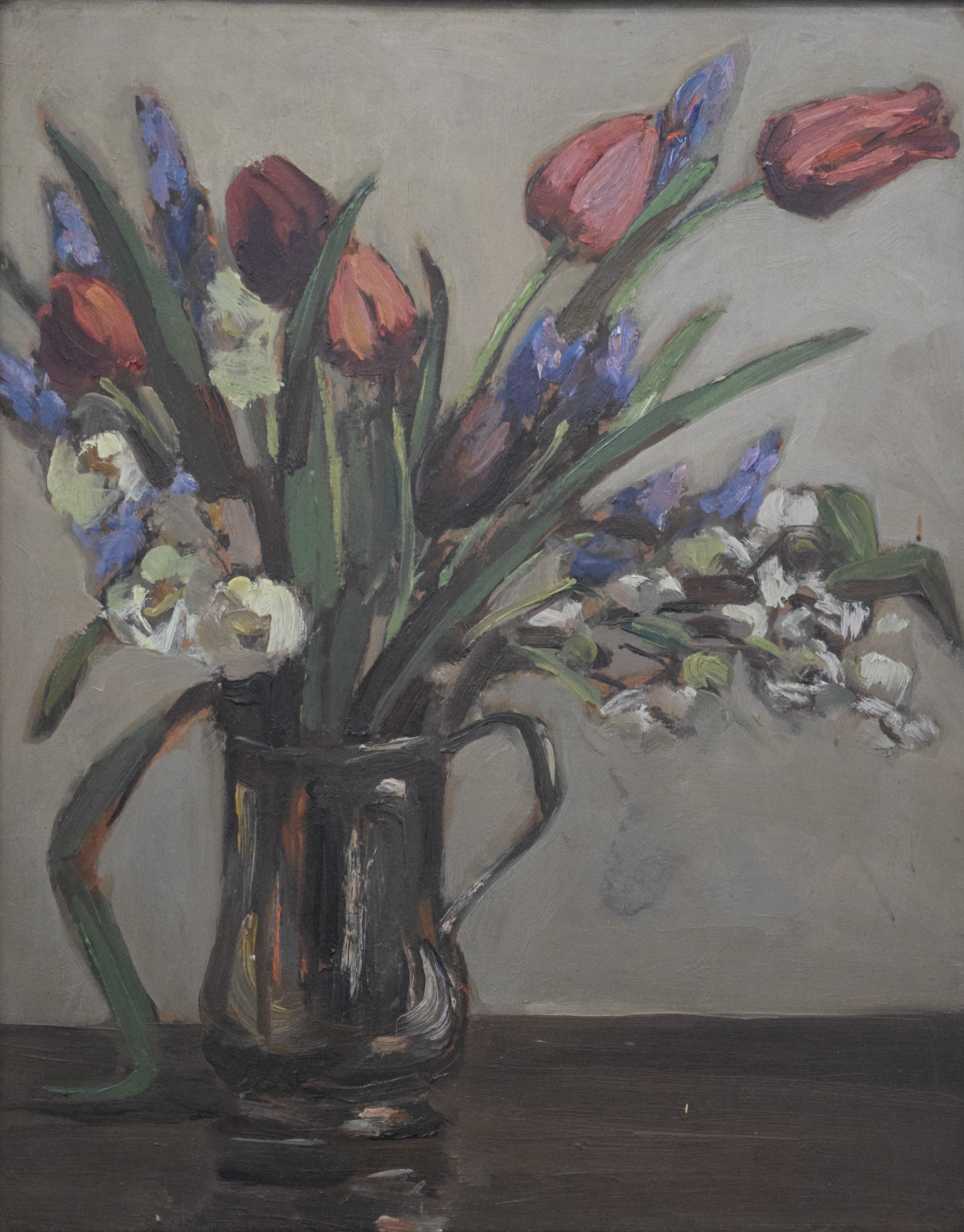 Still Life of Flowers in a Vase, oil on board, unsigned, framed; on reverse of board,