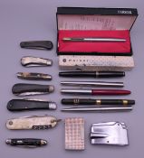A collection of pens (mostly Parker, one ' The Swan' pen by Mabie Todd & Co),