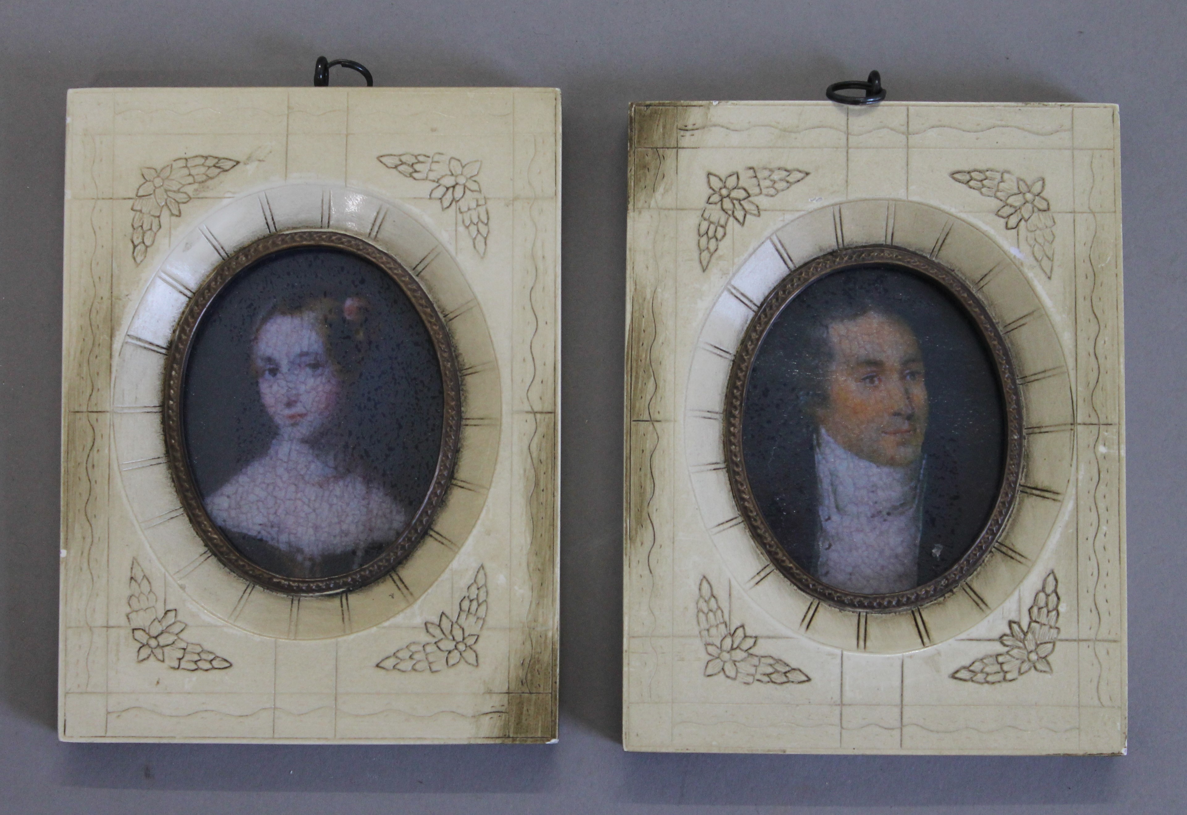 A pair of miniatures. Each 10 x 13 cm overall.