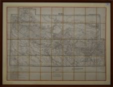 An early map of Nepal, dated 1892, linen backed and mounted, framed and glazed. 105 x 80.